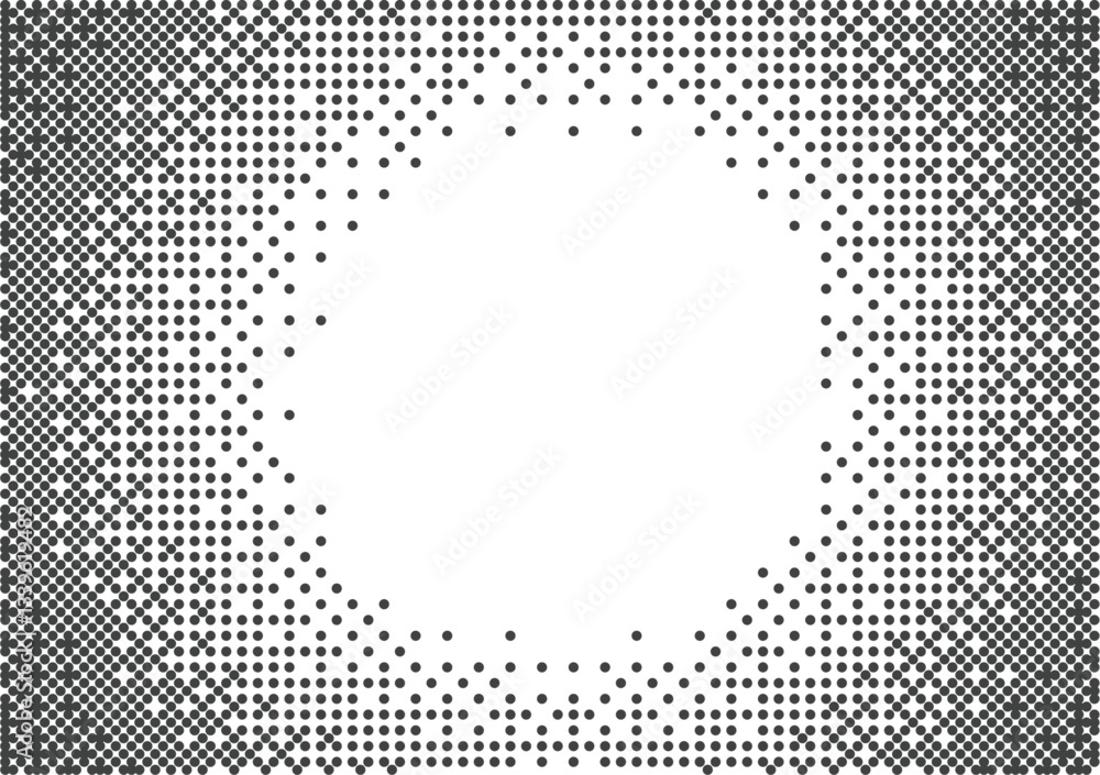 Leinwandbilder Pixelated bitmap gradient texture circle frame isolated on transparent background with copy space. Retro pixel art, black dither pattern, 8 bit background. Vector illustration	