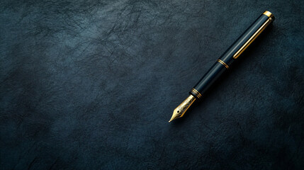 Luxurious Fountain Pen on Black Leather – Executive Elegance