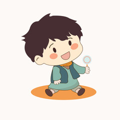 child with toy, sitting on rug, isolate