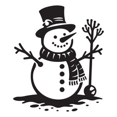 Cheerful Snowman Vector Illustration Winter Holiday Festive Season Greetings