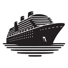 Obraz premium Cruise Ship Silhouette Illustration For Luxurious Vacation Experiences
