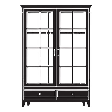 Silhouette of a classic china cabinet for display storage interior