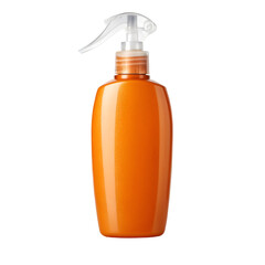 Blank orange Sunscreen Spray bottle isolated on white background