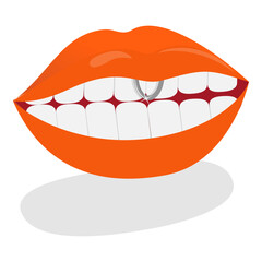 3D Isometric Flat Vector Illustration of Body Piercing, Hoops or Barbells. Item 6