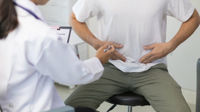 young man with erectile dysfunction consults specialist to identify cause of his erectile dysfunction and seek treatment or cure for his erectile dysfunction. concept of seeking advice from specialist