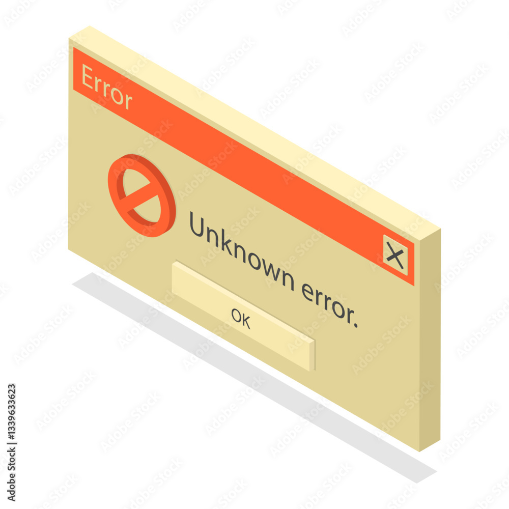 Poster 3d isometric flat vector set of retro error messages, throwback to the 90s interface. a nostalgic re