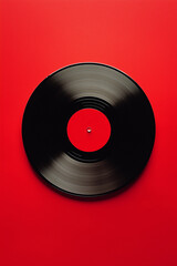 Obraz premium Vintage vinyl record on a solid red background