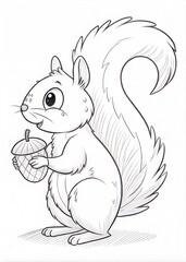 Naklejka premium Cute Fluffy Squirrel Outline for Coloring Book 