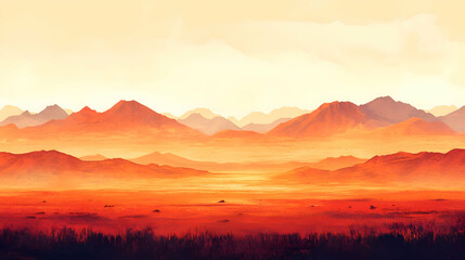 Fototapeta premium A stunning view of layered mesas in the Painted Desert, their red and orange hues intensified by the soft morning light