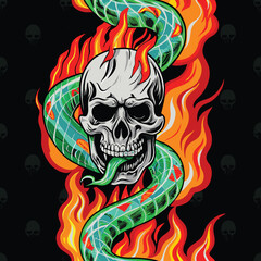 skull with a snake vector