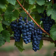 Caixo de Uva pendurada nos galhos na Videira
