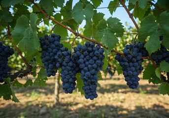 Caixo de Uva pendurada nos galhos na Videira