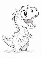 Naklejka premium Cute Baby T-Rex Outline for Coloring Book 