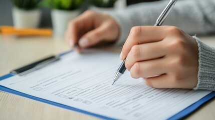 Woman Filling Out Application Form