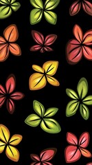 Obraz premium Colorful Vibrant Leaves Pattern Design for Textile or Wallpaper