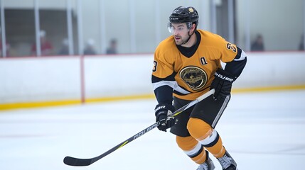 Obraz premium Hockey Player Skates During Practice Session
