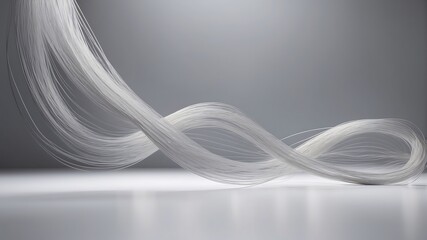 Fototapeta premium Abstract White Flowing Fiber in Infinite Loop - Elegant High-Resolution Fluid Motion Design