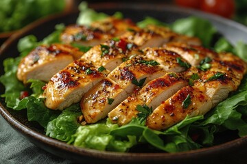 Tender Chicken Slices Served on a Bed of Fresh, Crisp Lettuce for a Healthy Meal Option Perfect for Any Occasion