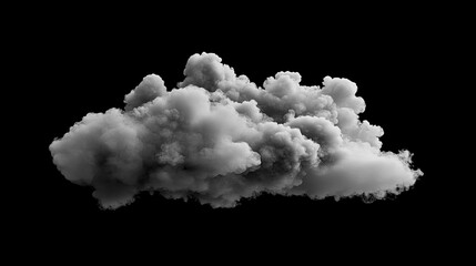 Isolated Cloud Formation Against Black Background for Weather or Environmental Concepts
