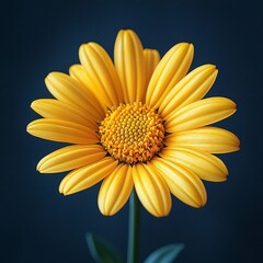 Obraz premium A Radiant Yellow Daisy Bursts Forth, A Symbol Of Summers Warmth And Simple Joy, Against A Deep Blue Backdrop
