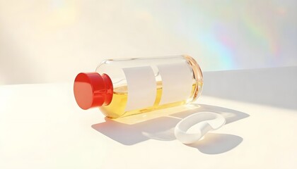 A Glass Perfume Bottle with a Red Cap, Ready for Branding.