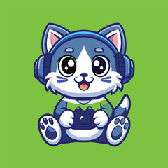Amusing Vector Illustration of a Gaming Cat Character EPS 10