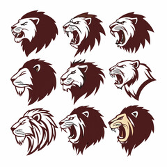Lion face colorful illustration bundle vector design