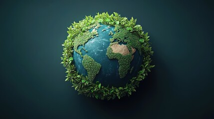 Fototapeta premium A conceptual globe made of green leaves and vines, symbolizing a sustainable planet 