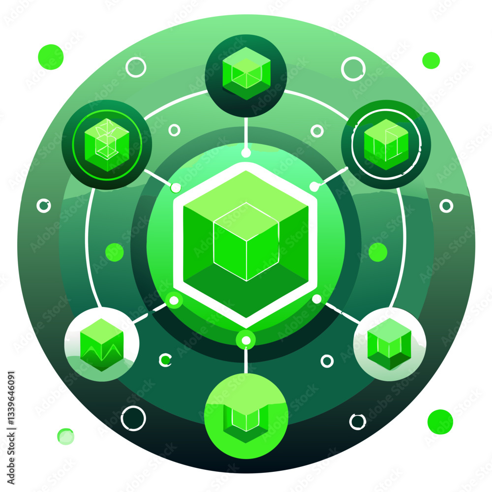 Poster with the optimization process complete, various systems now radiate a vibrant green glow, symbolizin