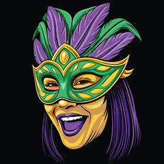 vector carnival mask isolated on black