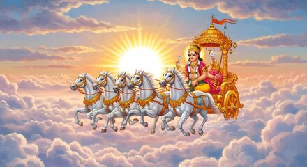 Surya Dev Riding His Chariot Across the Sky

