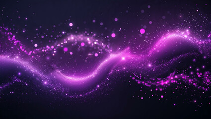 Fototapeta premium An abstract cosmic background featuring a mesmerizing wave of glowing amethyst purple and vibrant magenta bokeh lights against a dark backdrop. 