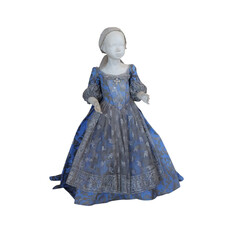 Obraz premium Mannequin wearing an antique blue dress with transparent background
