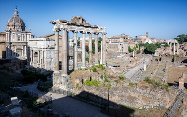 Naklejka premium View of the Colosseum and the Imperial Forums of Rome