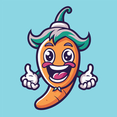 Green Chili Character Mascot Logo Vector for Restaurant or Food Business