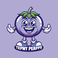 Green Tomato Character Mascot Logo Vector Illustration on White Background