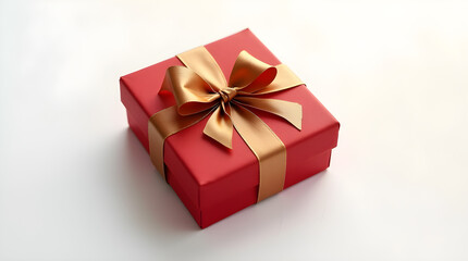 Red Gift Box Gold Ribbon Bow - Festive Wrapped Present for Holiday Birthday Occasion