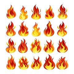 Fire flames icon set Vector