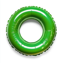 green inflatable swim ring, Isolated on white Background.