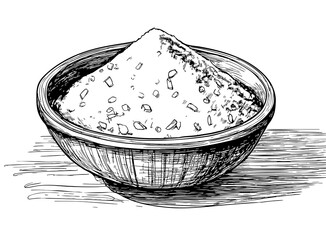 Mąka w misce – czarno-biały szkic