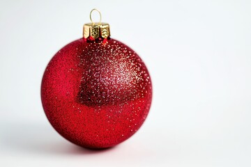 Bright red Christmas ornament adds festive cheer to holiday decor