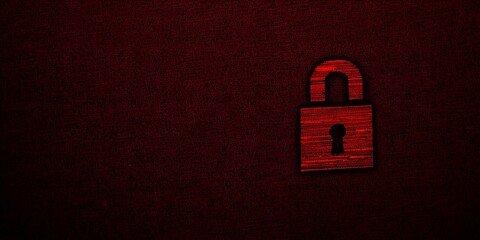 Rotes Vorh&auml;ngeschloss-Symbol auf dunklem Hintergrund &ndash; Symbol f&uuml;r Cybersicherheit und Datenschutz