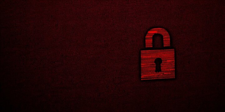 Rotes Vorh&auml;ngeschloss-Symbol auf dunklem Hintergrund &ndash; Symbol f&uuml;r Cybersicherheit und Datenschutz