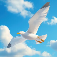 Obraz premium Seagull soaring in the sky