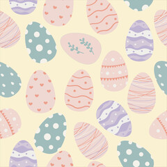 Easter seamless egg pattern. Easter digital paper. Hand drawn vector pattern in flat style