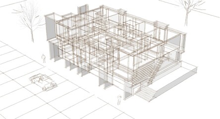 abstract architecture house 3d illustration