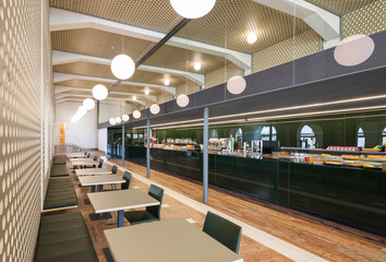 Modern bar interior of a spacious and elegant dining area