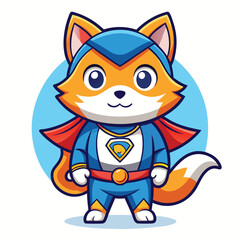 Epic Hero Cat Mascot Illustration with Bold Lines and Vibrant Colors for Logo Designs