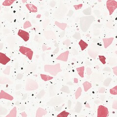 Pink and white terrazzo pattern with random stone fragments