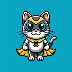 Mighty and Fearless Superhero Cat Logo Design in Vector Format